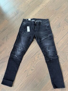 G-Star Men's Black Washed Slim Moto Jeans